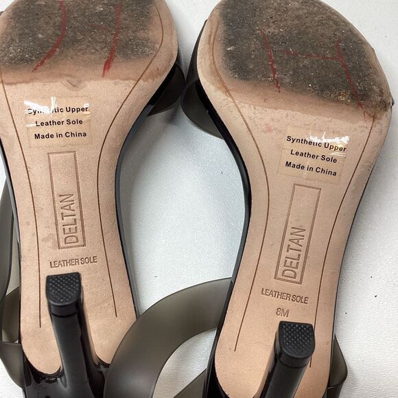 Deltan Black Clear Vinyl Open Toe Jelly Stiletto Pumps Women’s Size 8 - Picture 8 of 12